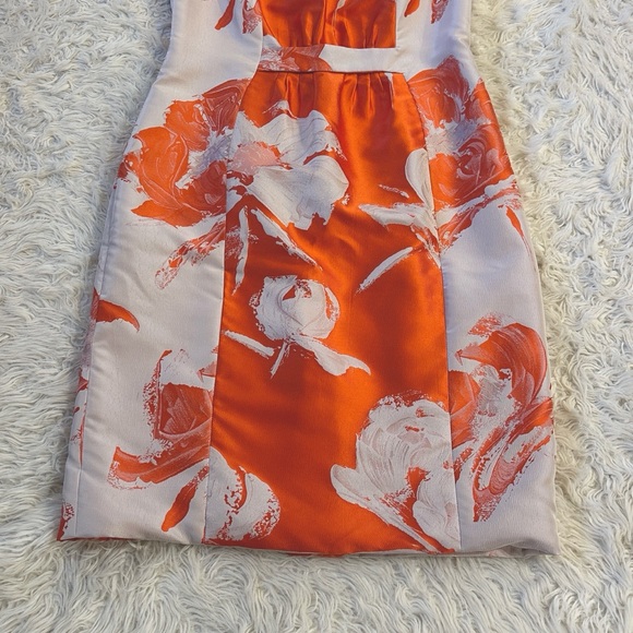 NWT Carolina Herrera Orange & Pearl Gray silk blend dress size 10 - Picture 5 of 12